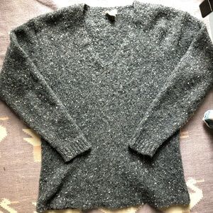 J Crew V Neck Oversize Wool Grey Sweater